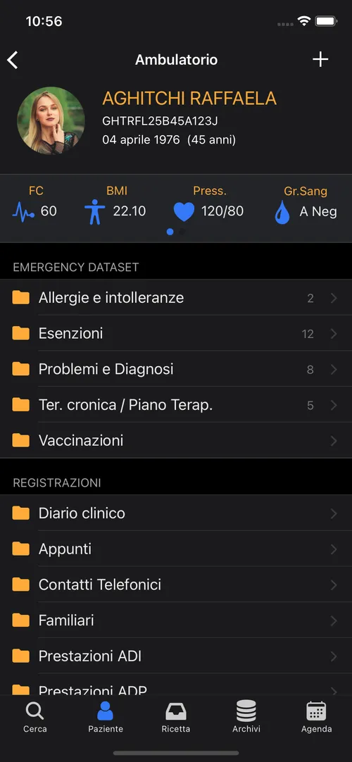 medico2000 mobile ambulatorio dark mode