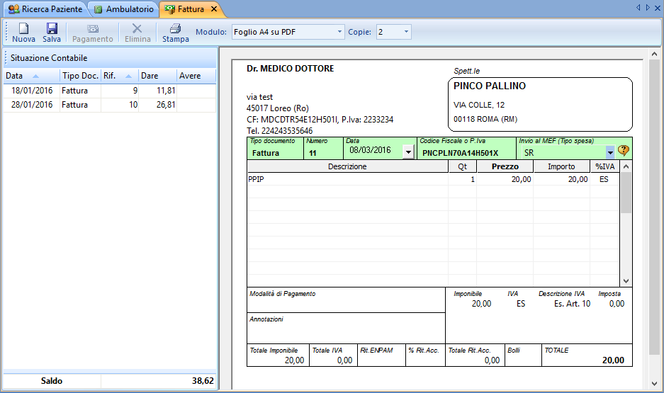 Medico2000 v6 - fatture